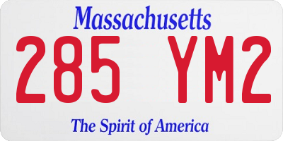 MA license plate 285YM2