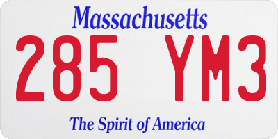 MA license plate 285YM3