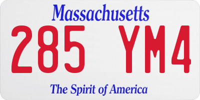 MA license plate 285YM4