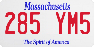 MA license plate 285YM5