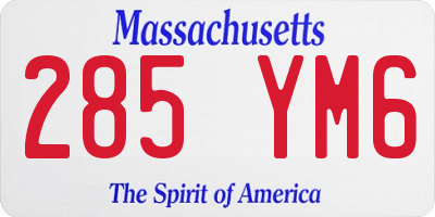 MA license plate 285YM6