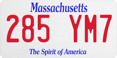 MA license plate 285YM7