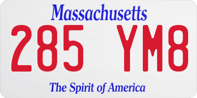 MA license plate 285YM8