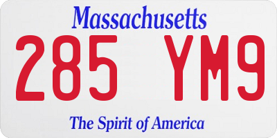 MA license plate 285YM9