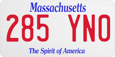 MA license plate 285YN0