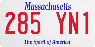 MA license plate 285YN1