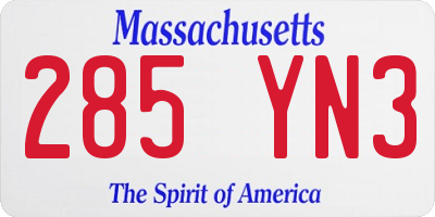 MA license plate 285YN3