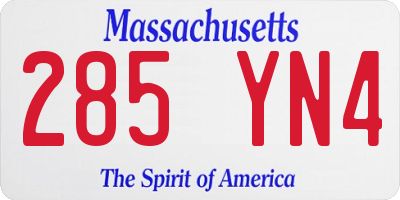 MA license plate 285YN4