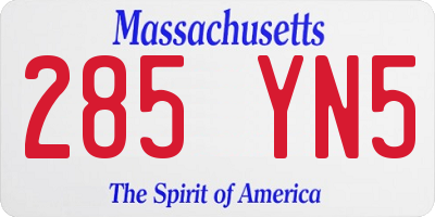 MA license plate 285YN5