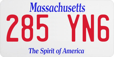 MA license plate 285YN6
