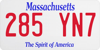 MA license plate 285YN7