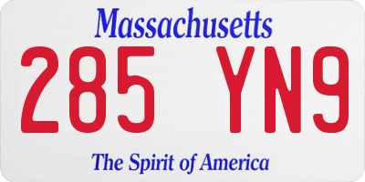 MA license plate 285YN9