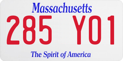 MA license plate 285YO1