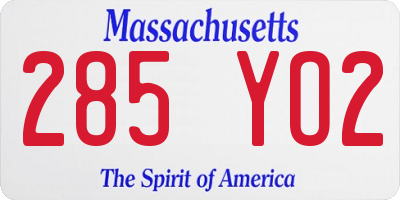 MA license plate 285YO2