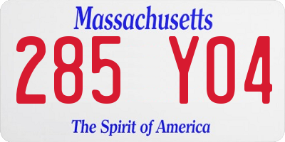 MA license plate 285YO4
