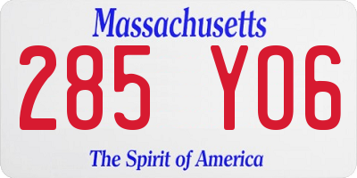 MA license plate 285YO6