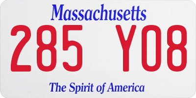 MA license plate 285YO8