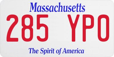 MA license plate 285YP0