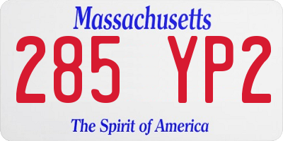 MA license plate 285YP2