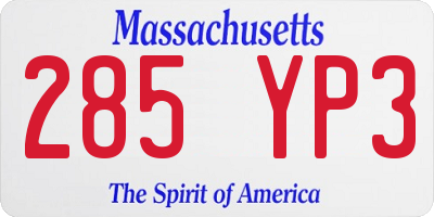 MA license plate 285YP3