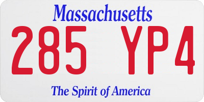 MA license plate 285YP4