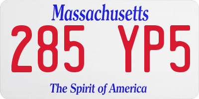 MA license plate 285YP5