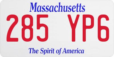 MA license plate 285YP6