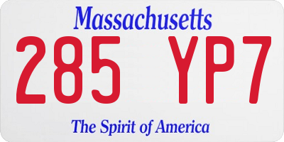 MA license plate 285YP7