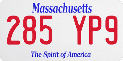MA license plate 285YP9