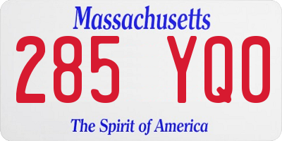 MA license plate 285YQ0