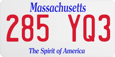 MA license plate 285YQ3