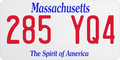 MA license plate 285YQ4