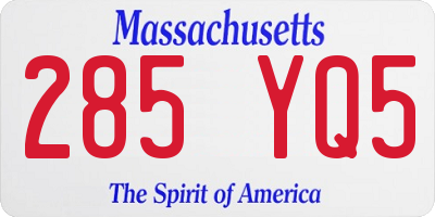 MA license plate 285YQ5