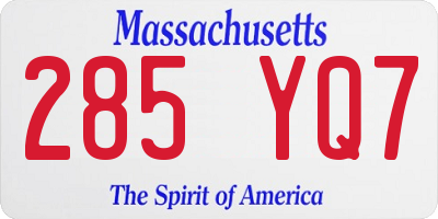 MA license plate 285YQ7
