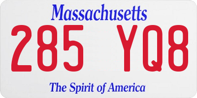 MA license plate 285YQ8