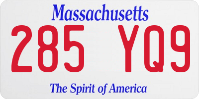 MA license plate 285YQ9