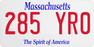 MA license plate 285YR0