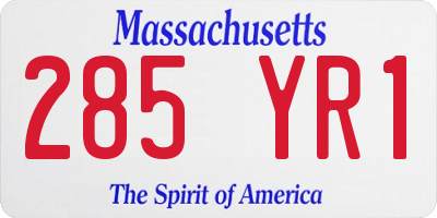 MA license plate 285YR1