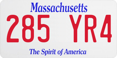 MA license plate 285YR4