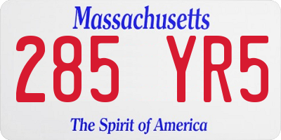 MA license plate 285YR5