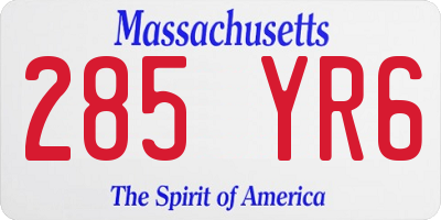 MA license plate 285YR6