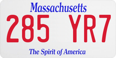 MA license plate 285YR7