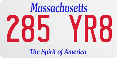 MA license plate 285YR8