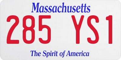 MA license plate 285YS1