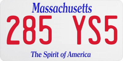 MA license plate 285YS5