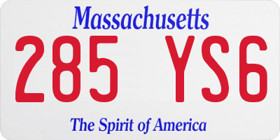 MA license plate 285YS6