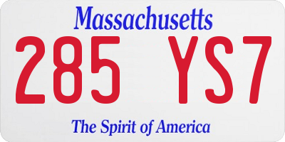 MA license plate 285YS7