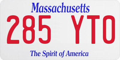 MA license plate 285YT0