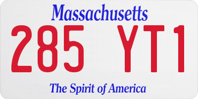 MA license plate 285YT1