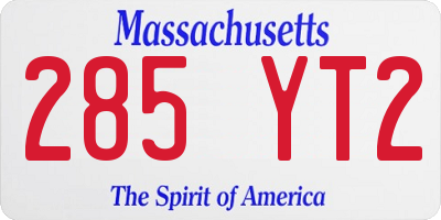 MA license plate 285YT2